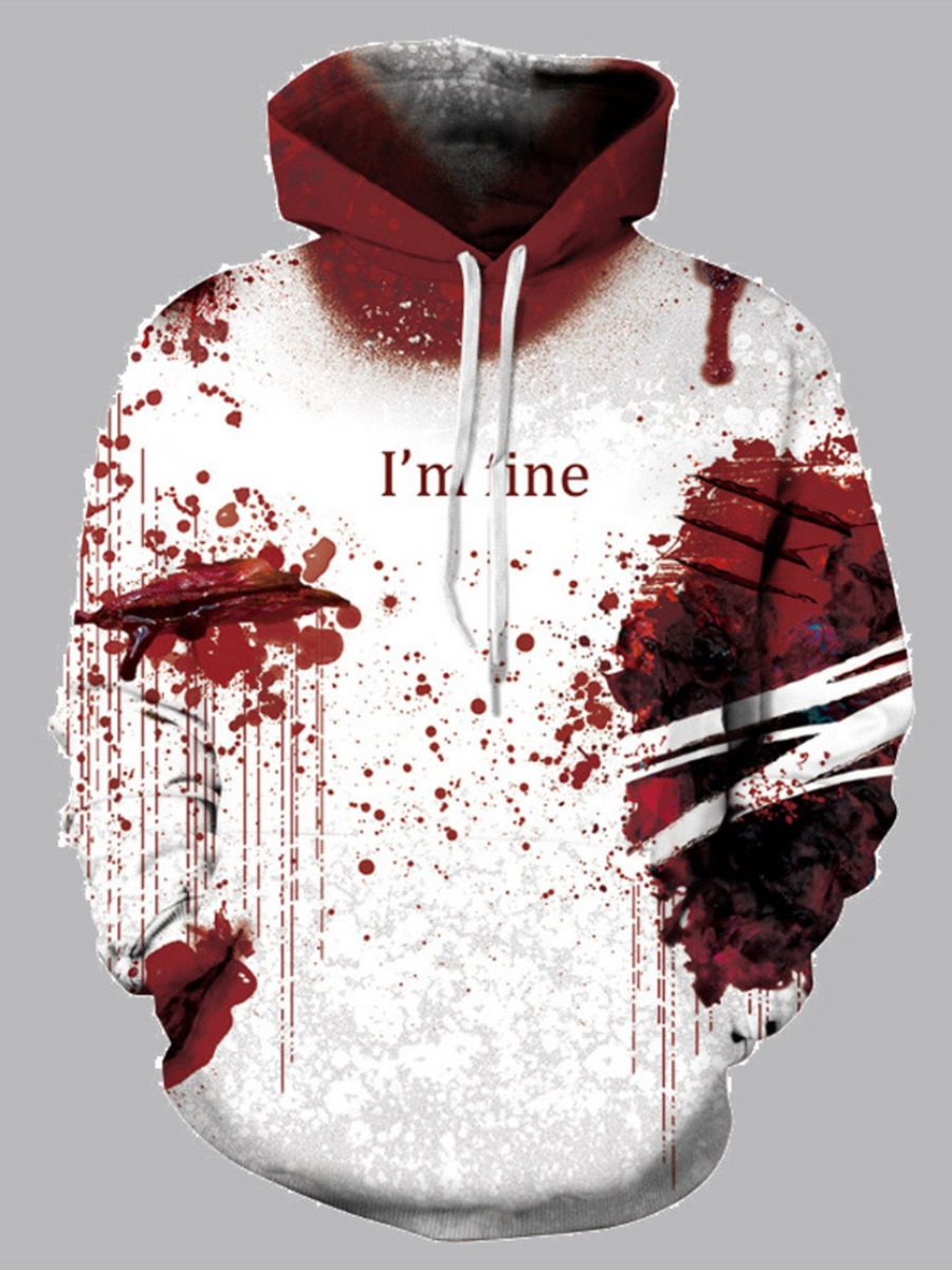 

Men lovely Street Hooded Collar Tie-dye Red Hoodie
