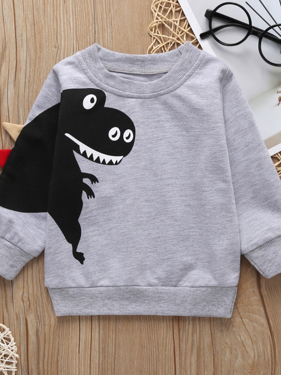 

lovely Casual O Neck Print Grey Boy Hoodie