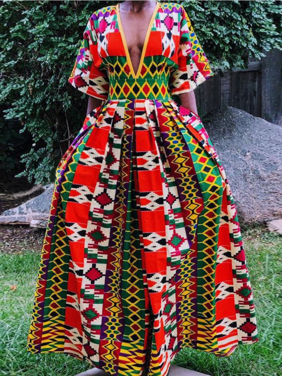 

lovely Ethnic Deep V Neck Print Green One-piece Jumpsuit