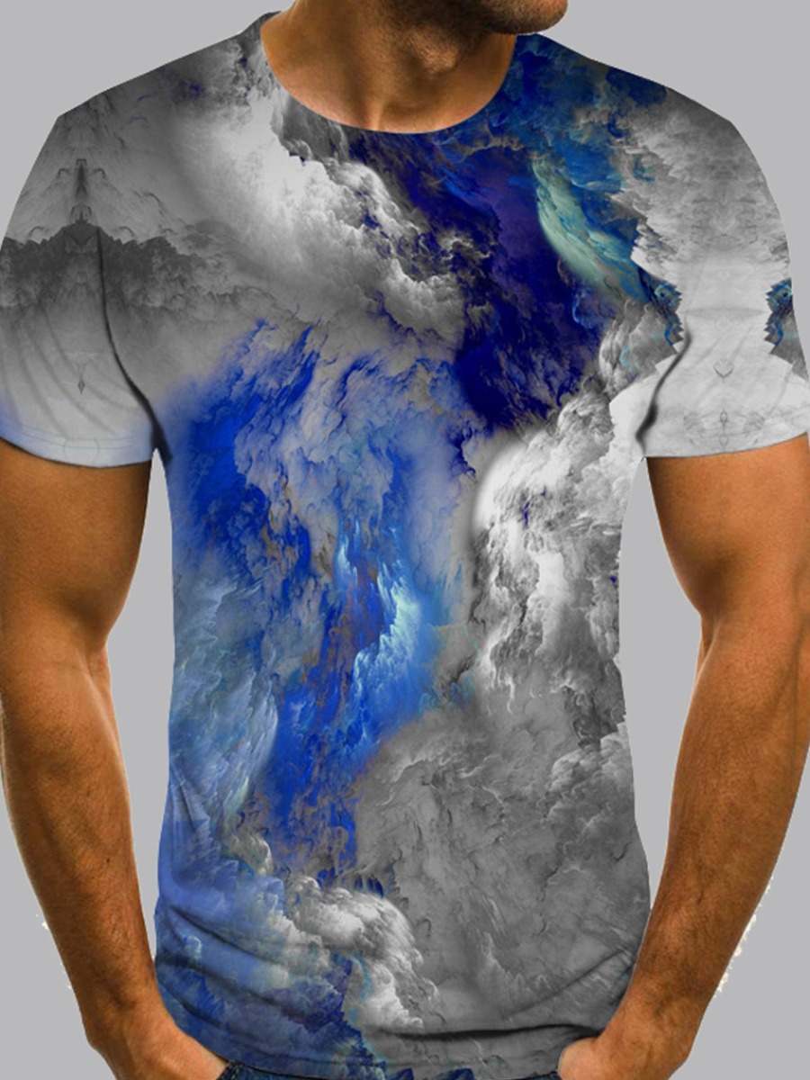 

Men lovely Street O Neck Tie-dye Grey T-shirt