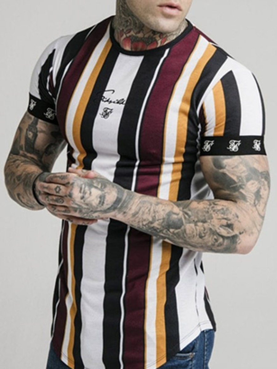 

Men lovely Trendy O Neck Striped Yellow T-shirt, Yellow stripes