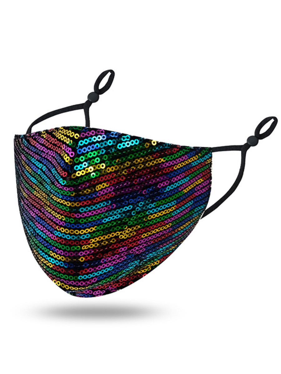 

lovely Sequined Multicolor Face Mask, Multi