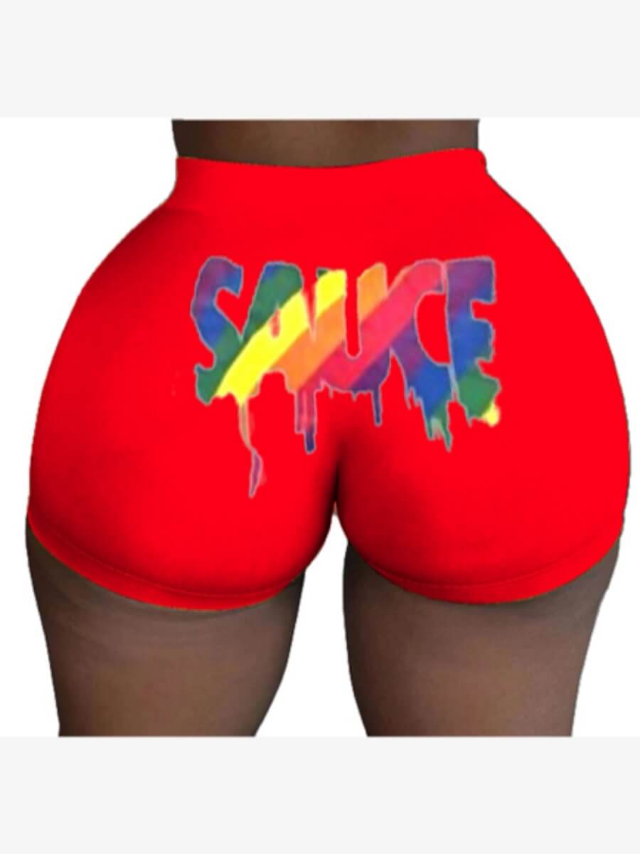 

lovely Sportswear Letter Print Red Shorts