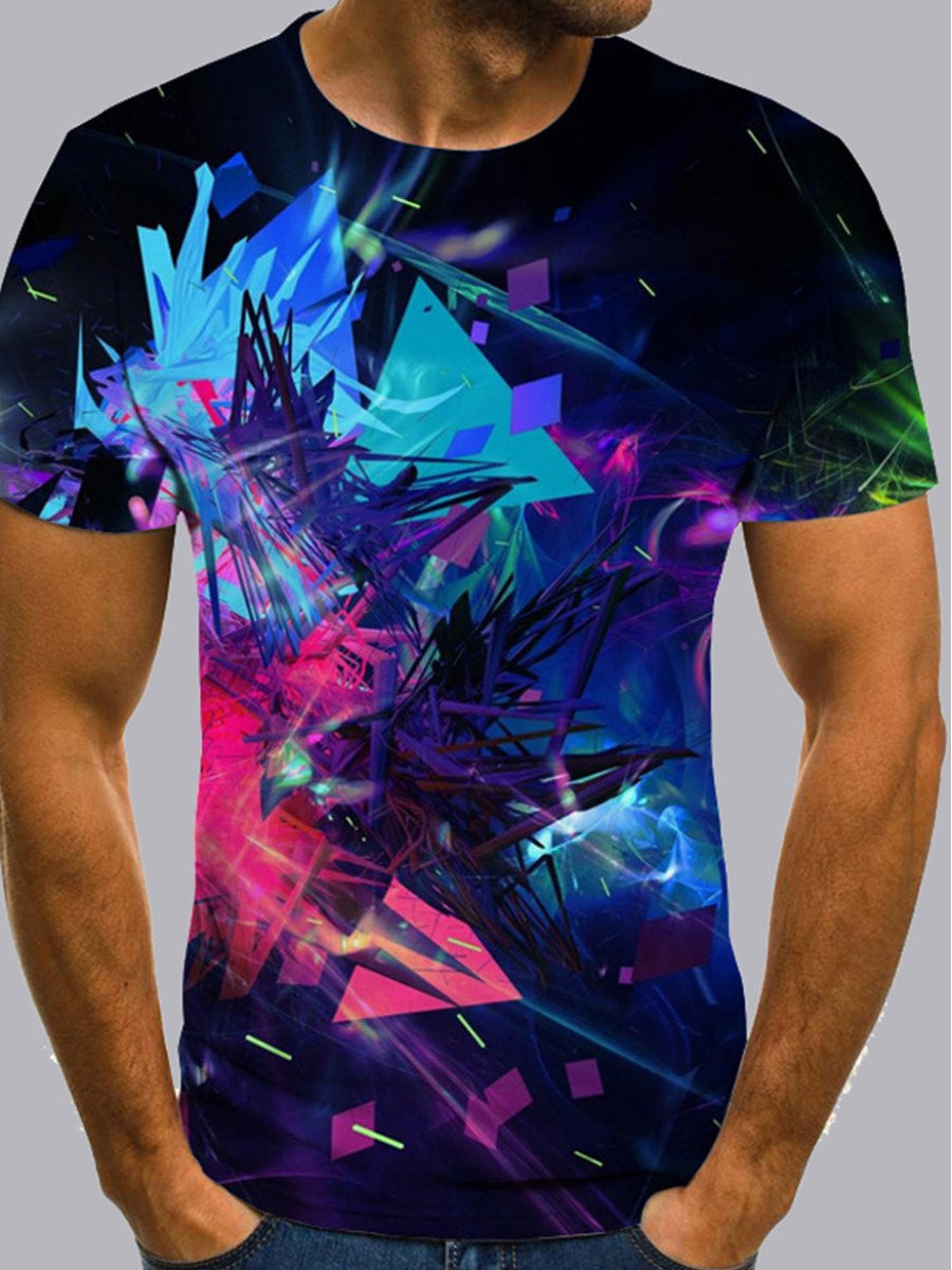 

Men lovely Street O Neck Print Blue T-shirt