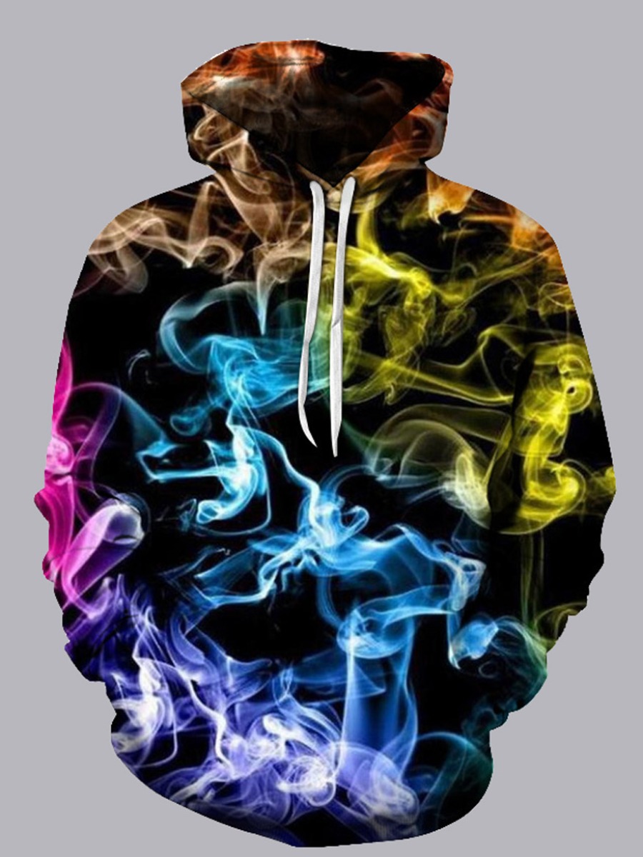 

Men lovely Street Hooded Collar Print Black Hoodie