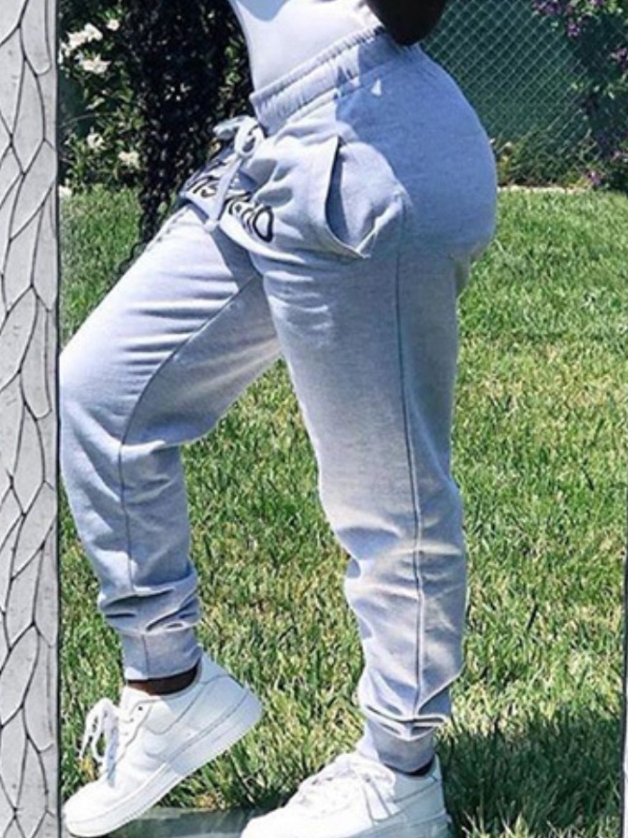 

lovely Sportswear Letter Print Grey Pants
