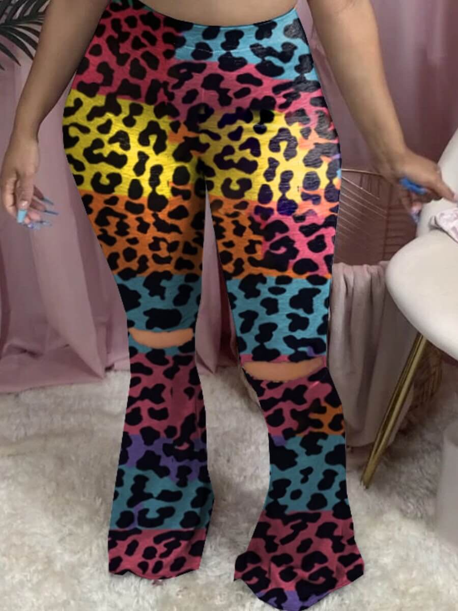 

LW Stylish Broken Holes Leopard Print Pants