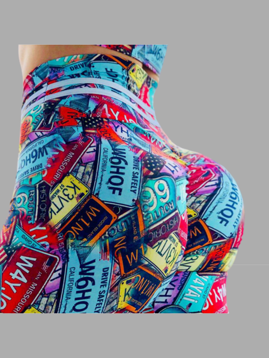 

lovely Sportswear Letter Print Blue Plus Size Pants