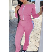 lovely Sportswear Patchwork Pink Two Piece Pants S