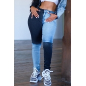 LW Trendy Patchwork Blue Jeans