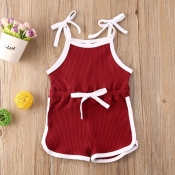 lovely Sportswear Lace-up Wine Red Girl One-piece 