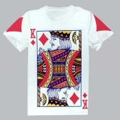 LW COTTON Men Casual O Neck Poker Print T-shirt