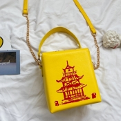 Lovely Chic Chain Strap Yellow Crossbody Bag