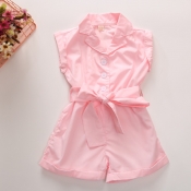 lovely Stylish Buttons Design Pink Girl One-piece 