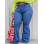 LW BASICS Plus Size High Stretchy Blue Flared Jean