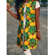 lovely Trendy Print Yellow Waistcoat