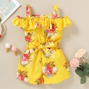 lovely Trendy Plants Print Hollow-out Yellow Girl 