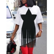 LW Casual O Neck Pentagram Tassel Design White Min