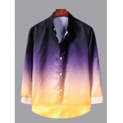Men lovely Trendy Turndown Collar Gradient Purple 