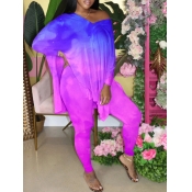 Lovely Street V Neck Tie Dye Side Slit Purple Two 
