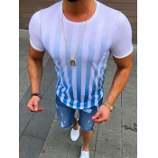 lovely Casual O Neck Tie-dye Blue T-shirt