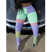 Lovely Casual Color-lump Patchwork Multicolor Pant