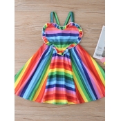 lovely Sweet Rainbow Striped Multicolor Girl Knee 
