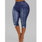 Lovely Trendy Bandage Design Deep Blue Plus Size P