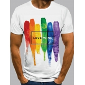 Men lovely Leisure O Neck Print Multicolor T-shirt