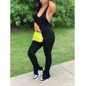 Lovely Sexy Backless Black One-piece Jumpsuit