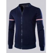 Men lovely Casual Zipper Design Patchwork Navy Blu
