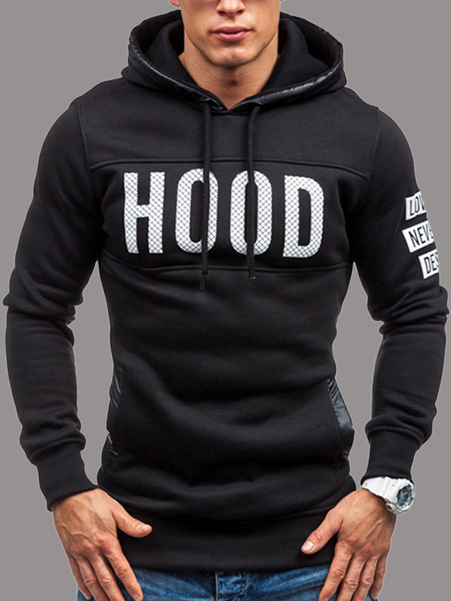 

lovely Sportswear Hooded Collar Letter Print Carbon Black Hoodie