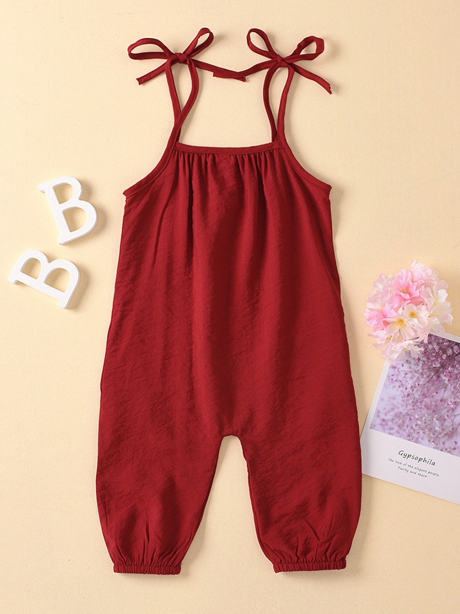 

lovely Sweet Lace-up Red Girl One-piece Jumpsuit