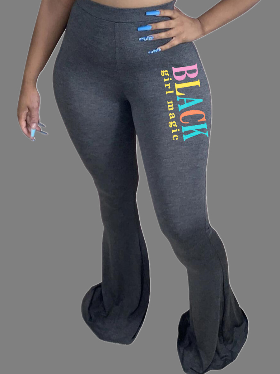 

lovely Casual Letter Print Skinny Grey Pants