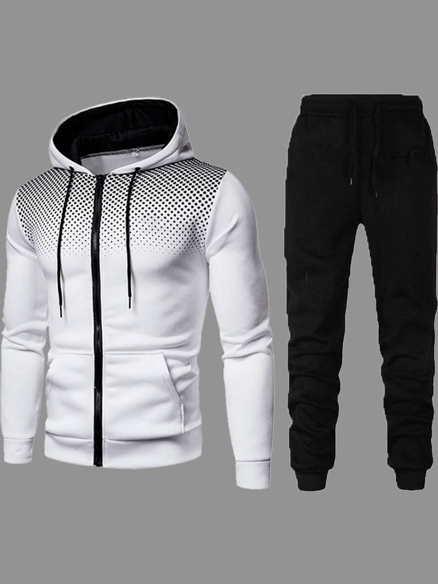 LovelyWholesale Men Hooded Collar Kangaroo Pocket Tracksuit Set Fall Long Sleeve Casual Drawstring Hooded Collar Spring Summer 2024