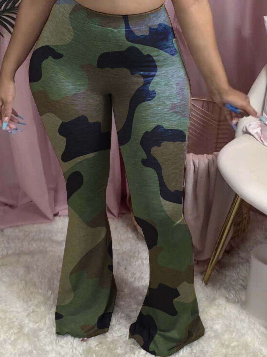 

LW BASICS Street Camo Print Green Pants