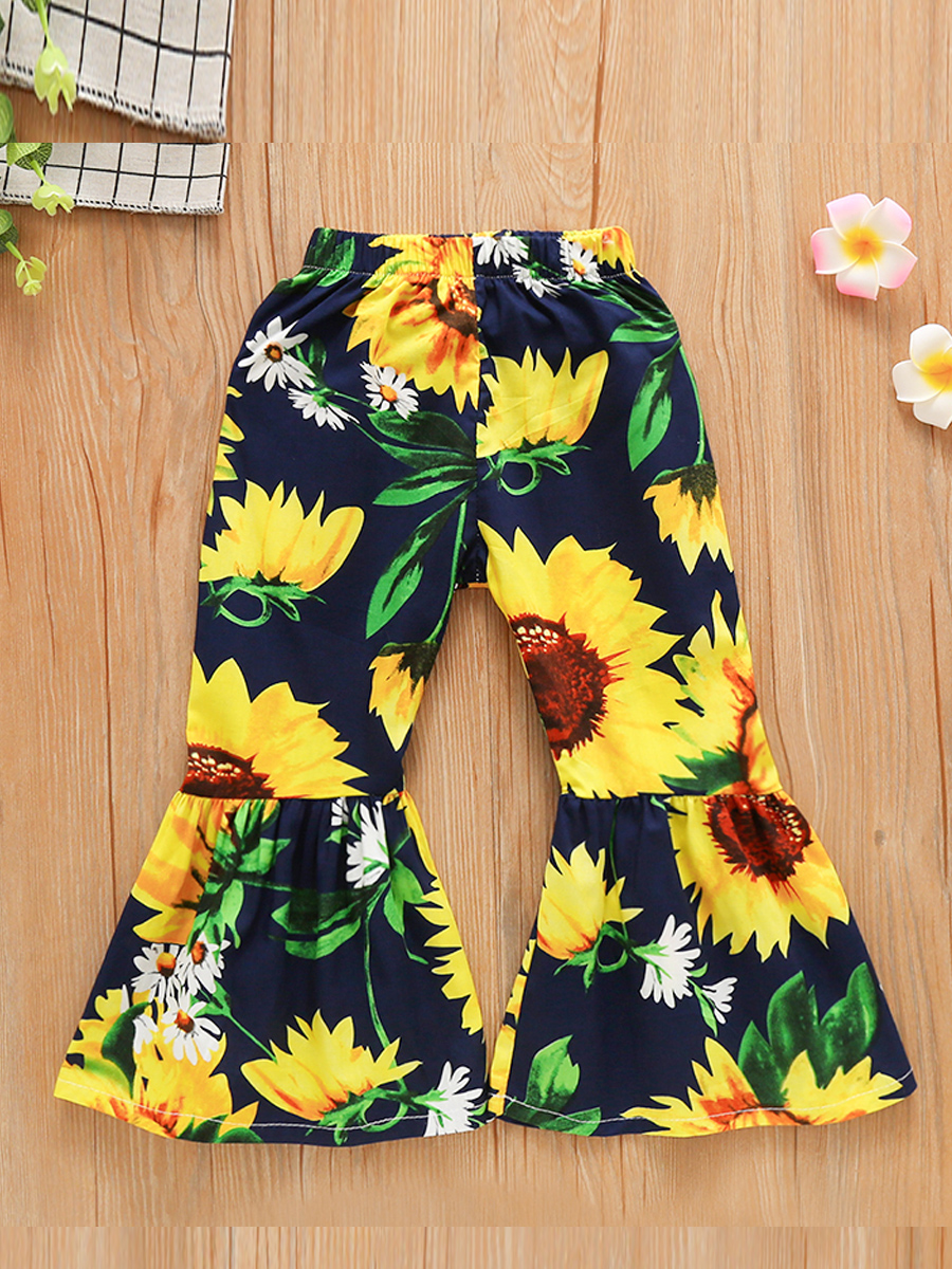

lovely Trendy Floral Print Royalblue Girl Pants