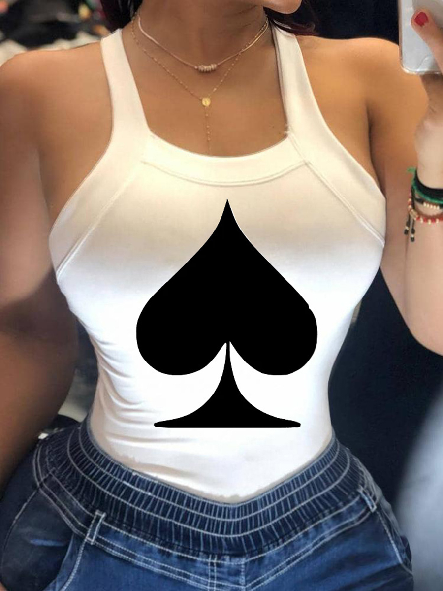 

lovely Casual Print Pure White Plus Size Camisole