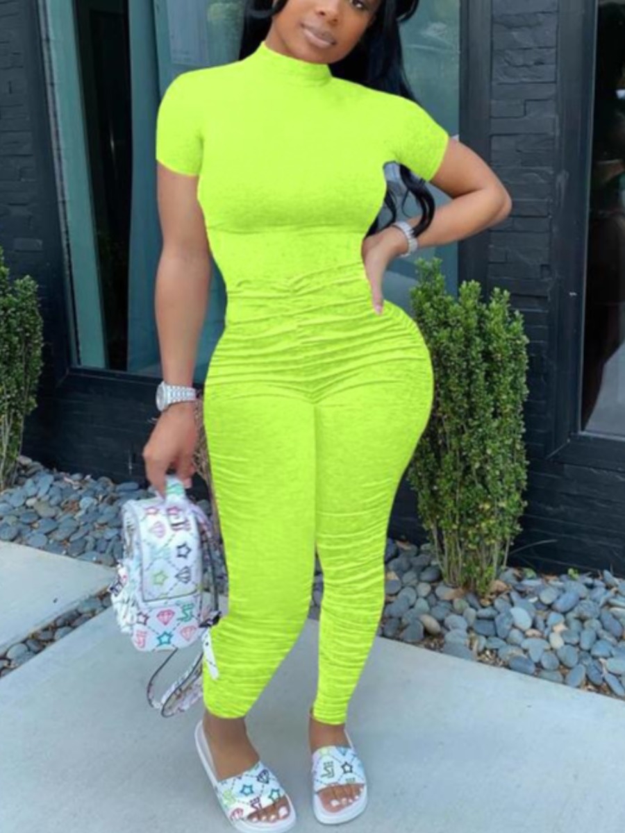 

lovely Trendy Fold Design Yelow One-piece Jumpsuit, Yellow