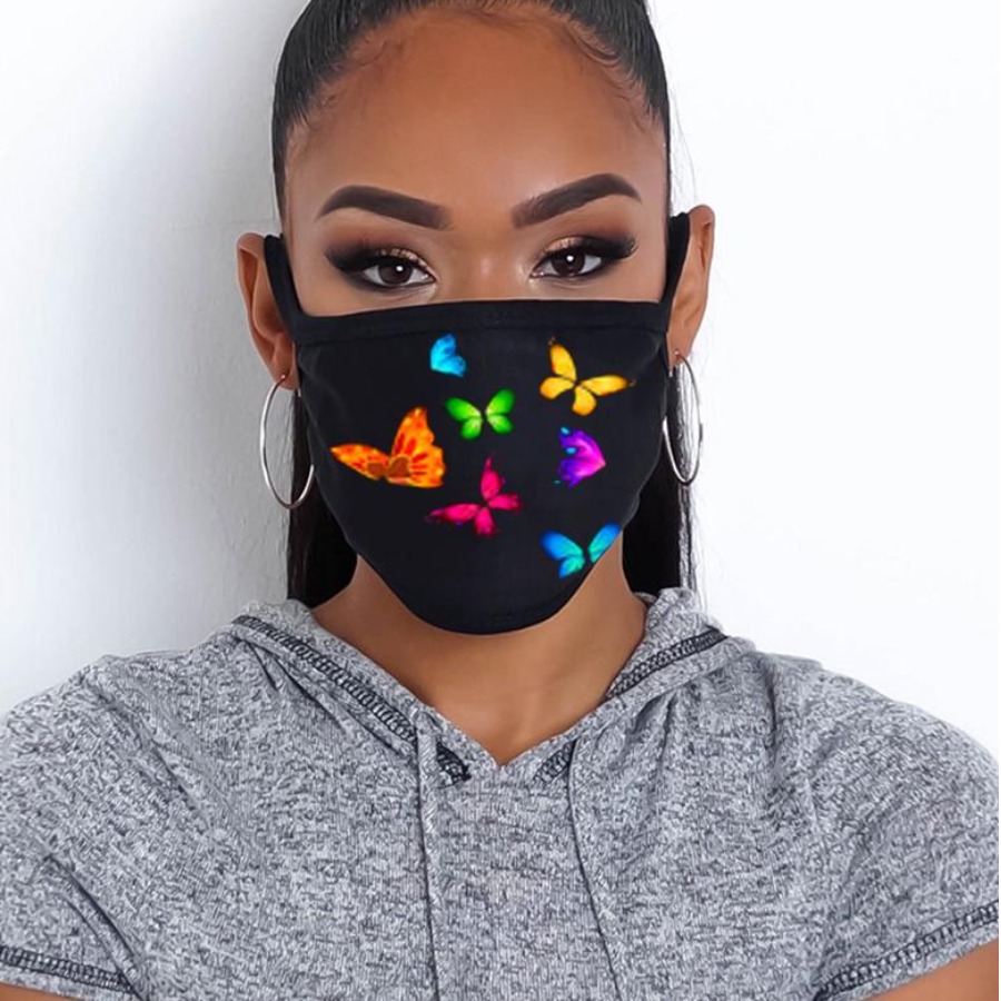 

lovely Butterfly Print Black Face Mask