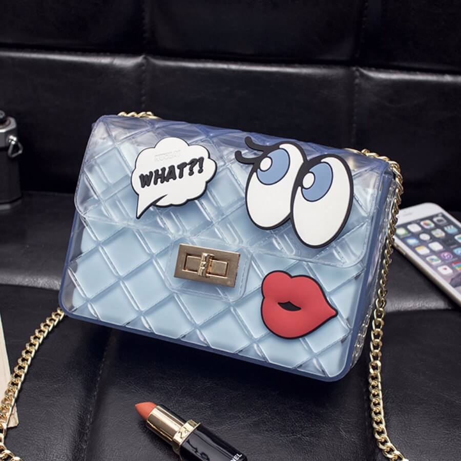 

Lovely Chic Print See-through Blue Crossbody Bag
