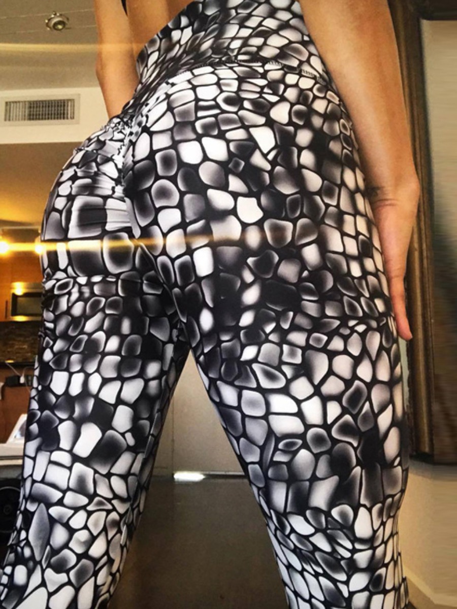 

lovely Sportswear Print Skinny Black Pants