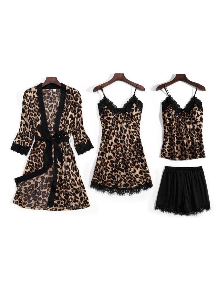 

lovely Sexy Leopard Print Patchwork Sleepwear