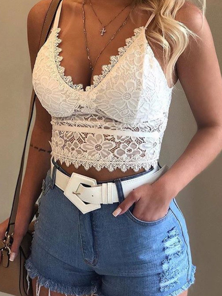 

lovely Sexy Lace Patchwork White Loungewear