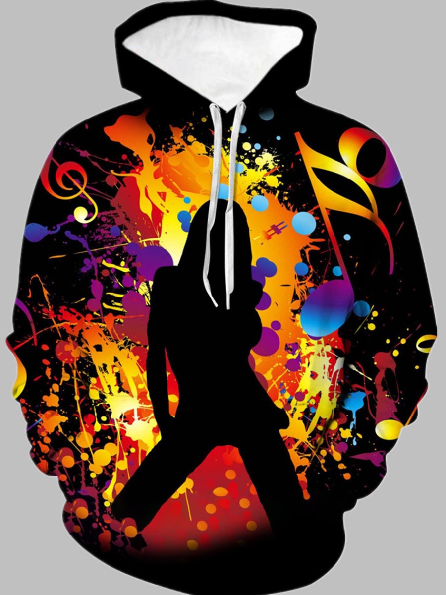 

lovely Street Hooded Collar Print Yellow Hoodie