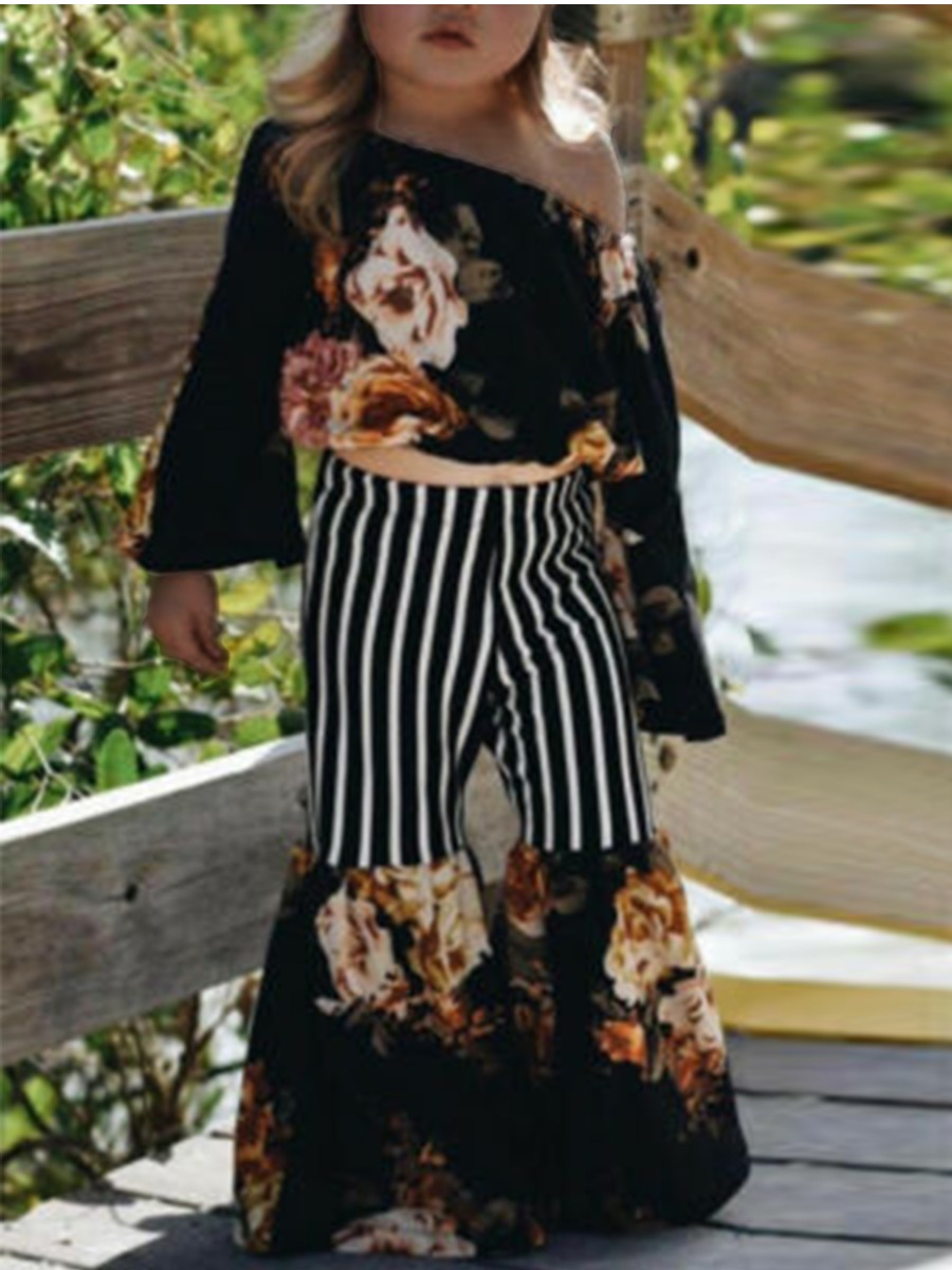 

lovely Casual Print Black Girl Two-piece Pants Set