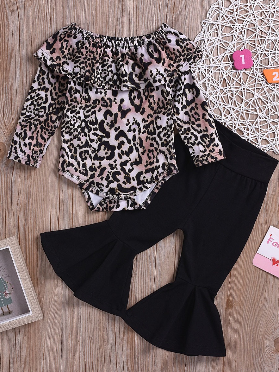 

lovely Casual O Neck Leopard Print Girl Two-piece Pants Set