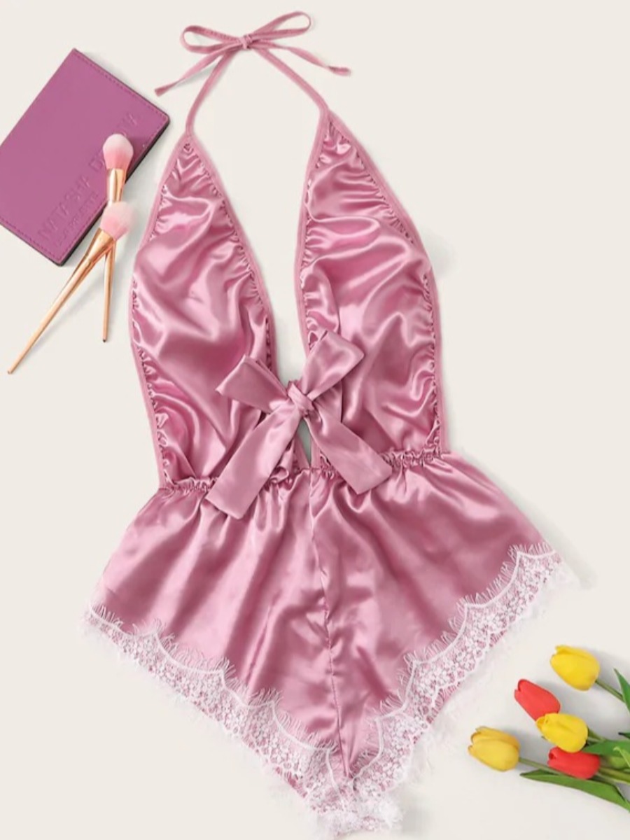 

lovely Sexy Lace Patchwork Pink Sleepwear