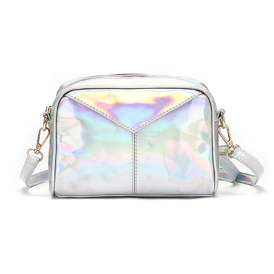 

lovely Stylish Zipper Design Silver Crossbody Bag