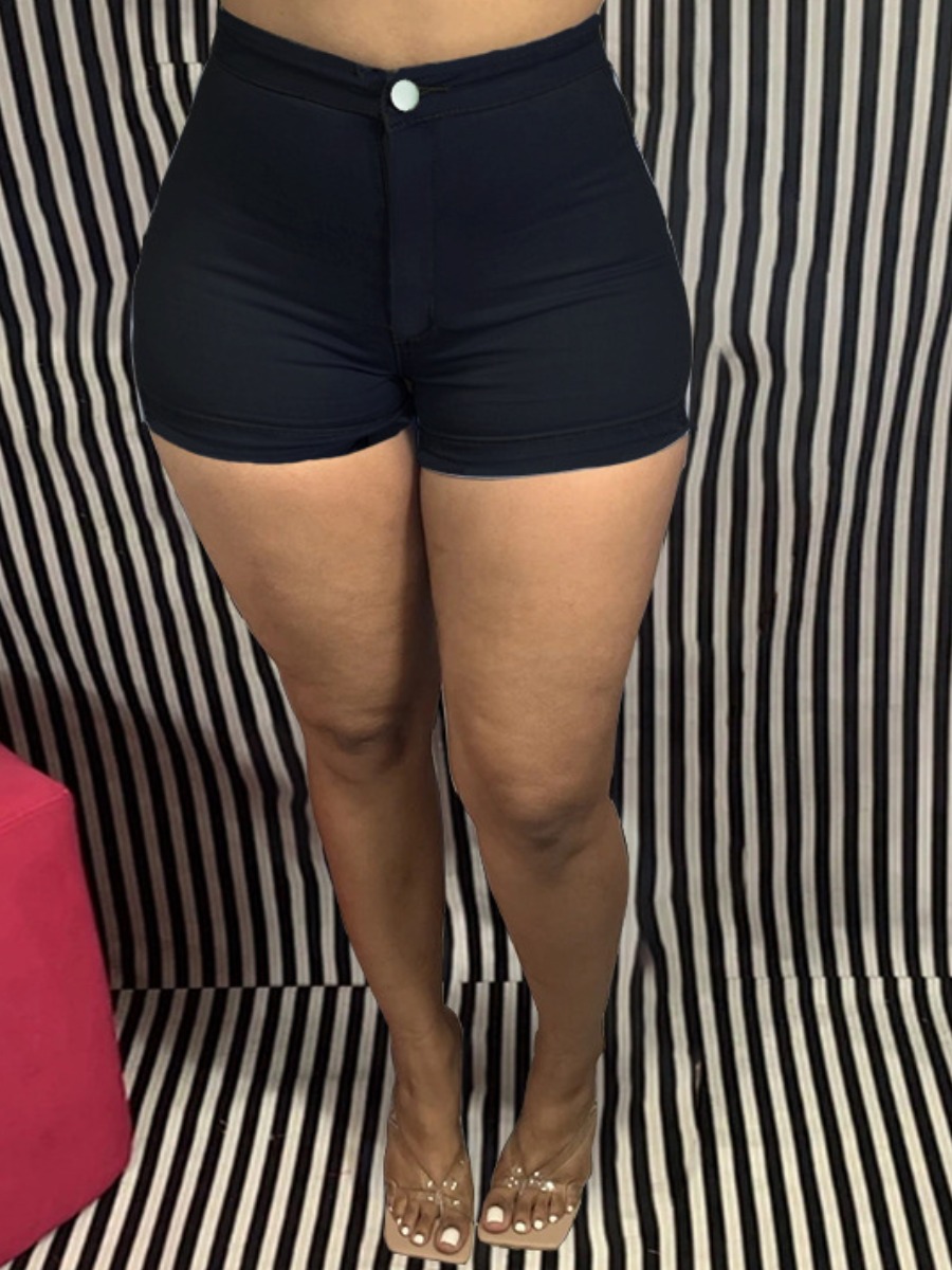 

lovely Casual Skinny Black Denim Shorts